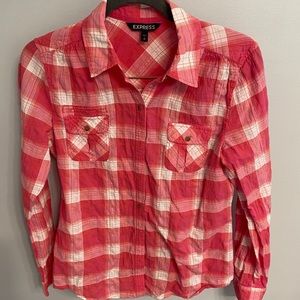 Express Pink Plaid Shirt